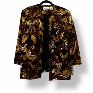Alfred Dunner Jeweled Printed Blacker Jacket Gold & Black